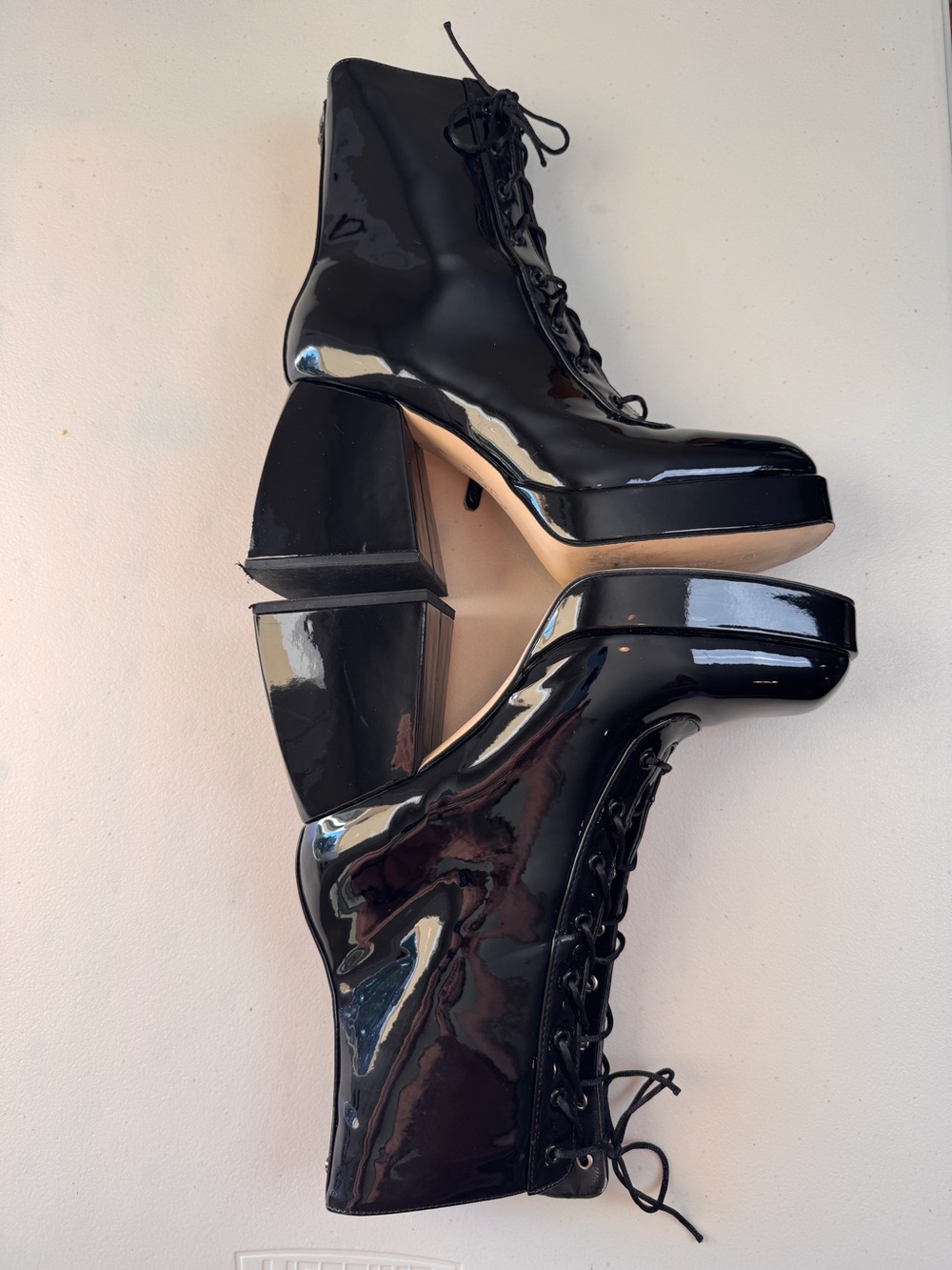 Circa by Sam Edelman Black Patent Platform Boots Size 8 5” Heel - Picture 13 of 14